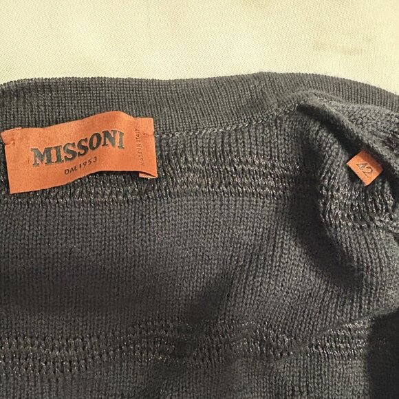 Vintage Missoni Black Zig Zag Chevron Open Front Cardigan Sweater Size 6 - Picture 13 of 15